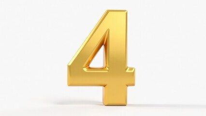 Golden number 4 on a white background.