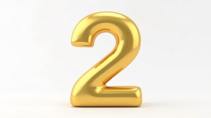 Golden number 2 on a white background.