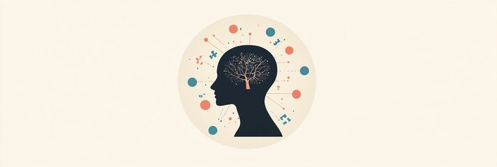 A contemporary minimalist illustration depicting a psychology professional, ideal for a LinkedIn cover. Emphasizes empathy, insight, and professionalism in a sleek design.
