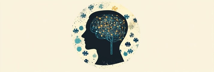 A contemporary minimalist illustration depicting a psychology professional, ideal for a LinkedIn cover. Emphasizes empathy, insight, and professionalism in a sleek design.
