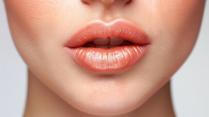 Fototapeta premium Beautiful Female Lips Close-up with Professional Makeup