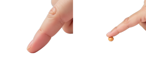 Index Finger Gently Touches A Small Object On A Pure White Surface In Isolation For Photography Purposes Only 00001