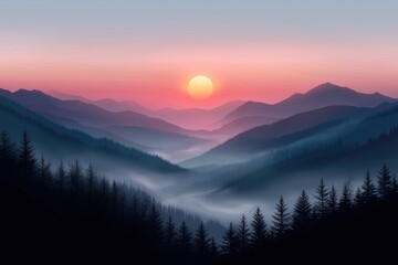 Obraz premium Dramatic Sunrise over the Mountains. Colourful Nature Background.