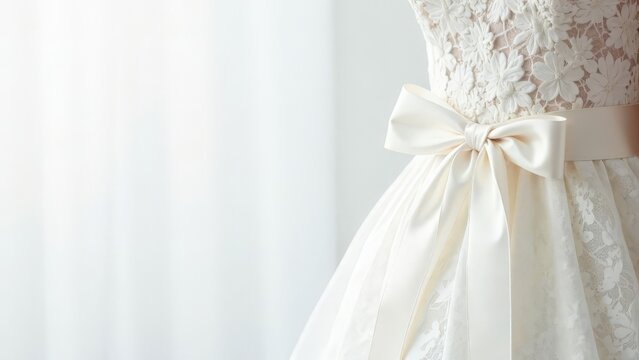 The background is white with the bride's dress and copy space.