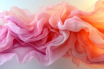 Abstract Pink and Orange Fabric Waves Flowing
