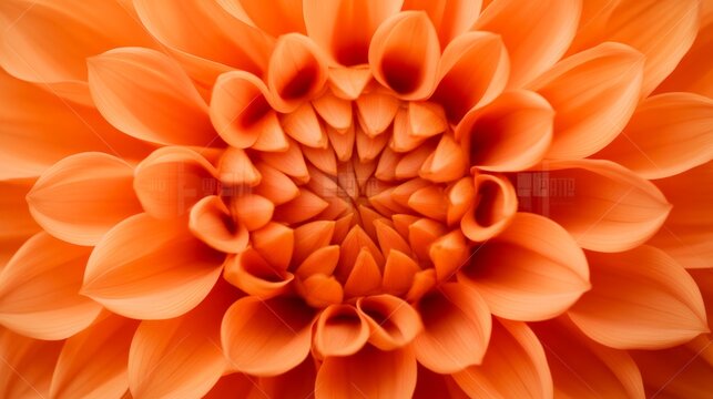 Vibrant orange dahlia flower in full bloom, revealing intricate layers of delicate petals, creating a stunning display of natural beauty for celebrations and spring