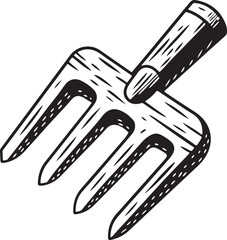 Fork Rustic Tool for Gardening with a white background