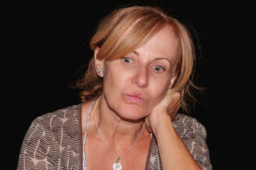 Thoughtful Woman Looking Away at Night