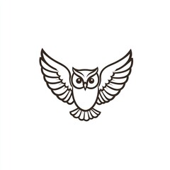 Obraz premium Isolated owl flying with wings spread for logo design and educational uses