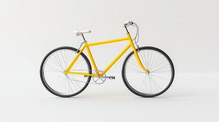 Naklejka premium Yellow bicycle, side back view isolated on white background, 3D illustration. 3D Illustration