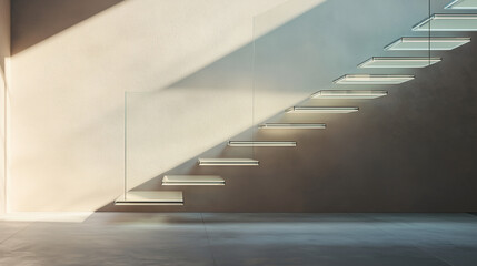 Futuristic Glass Staircase in Smart Home Interior