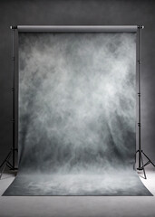 Gray photo backdrop with a smooth, misty texture, creating a dark, ethereal feel, ideal for creative photography.