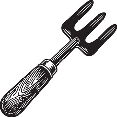 Fork Rustic Tool for Gardening with a white background