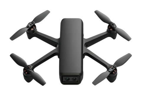 Isolated Black Drone on White Background