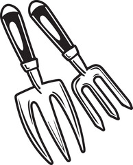 Fork Rustic Tool for Gardening with a white background