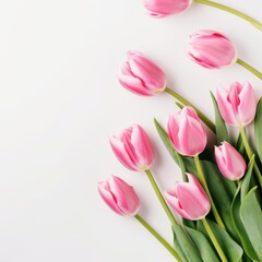 Fototapeta premium Delicate Pink Tulips Bouquet for Romantic and Elegant Floral Decorations