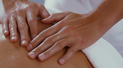Therapist Hands Performing Deep Tissue Massage on Athlete Back