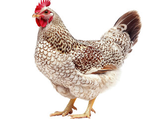 Fototapeta premium Isolated Speckled Hen Standing Profile