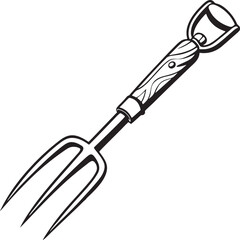 Fork Rustic Tool for Gardening with a white background