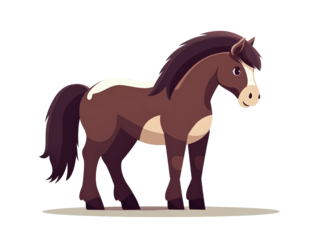 Isolated Cartoon Brown Pony Standing Profile