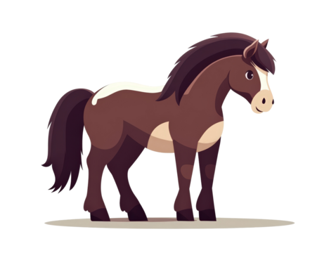 Isolated Cartoon Brown Pony Standing Profile