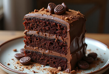 piece of cake with chocolate