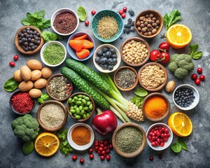 healthy food clean eating selection of fruit and vegetable  