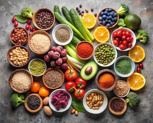 healthy food clean eating selection of fruit and vegetable  