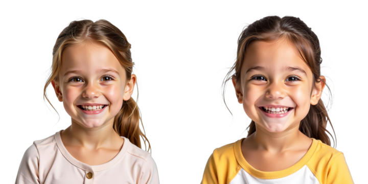 A Happy Young Girl With A Bright Smile Is Shown In Isolation Against A Clean White Background. 00001