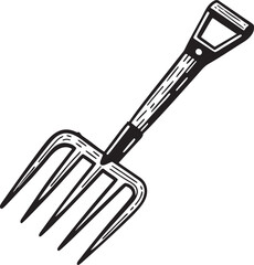 Fork Rustic Tool for Gardening with a white background
