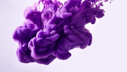 macro shot of vibrant purple ink slowly mixing with clear water creating an abstract color explosion