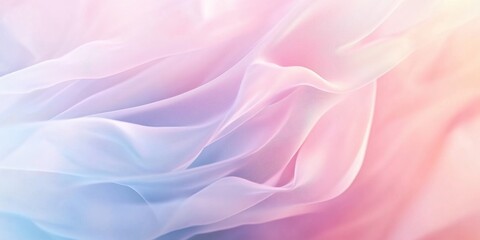 Obraz premium Delicate layers of pastel fabric cascade softly, creating an ethereal ambiance with a blend of pink and blue hues that evoke a tranquil mood and gentle movement