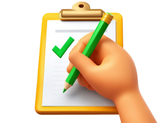 Isolated Hand Writing on Clipboard