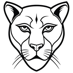 A sleek and mysterious panther head drawn in modern line art style, featuring smooth curves and sharp angles to embody stealth and power.