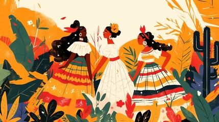 National Hispanic Heritage Month Banner Celebrating Spanish Culture, Vibrant and Colorful Design

