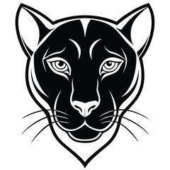 A sleek and mysterious panther head drawn in modern line art style, featuring smooth curves and sharp angles to embody stealth and power.