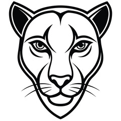 A sleek and mysterious panther head drawn in modern line art style, featuring smooth curves and sharp angles to embody stealth and power.