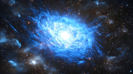 Obraz premium Blue cosmos background with nebula clouds and stars. galaxy astronomy image showing a dramatic view of outer space. 3d render. Celestial Starry Night. Illustration