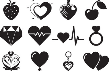 Valentine's Day icon set bundle vector, silhouette, illustration