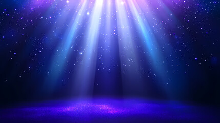 Celestial misty blue background with purple light leaks and scratches. perfect for: starry night events, cosmic shows, mystery parties. Celestial Starry Night. Illustration