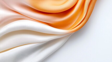 Fototapeta premium Elegant Draped Fabric in Orange and White Gradient