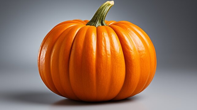 Bright orange pumpkin symbolizing fall harvest and seasonal festivities, studio view.