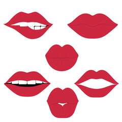 A collection of stylized pink lips, suitable for beauty and fashion illustrations.
