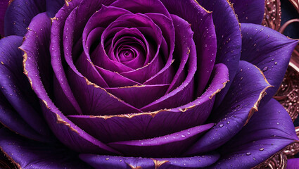 Frozen cosmic rose, whimsical and shining stars on abstract background, detailed floral design illustration wallpaper 