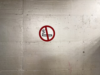 No Smoking Sign on Concrete Wall with Copy Space for Designers
