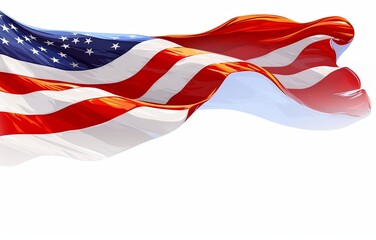 Obraz premium Vector American flag banner, USA national symbol waving in the wind with white background