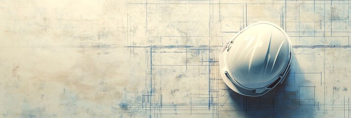 A modern minimalist illustration depicting a construction professional, ideal for a LinkedIn cover. Highlights expertise, engineering, and the building industry.