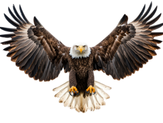 Isolated Bald Eagle with Open Wings Front View