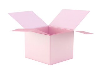 Isolated Open Pink Cardboard Box