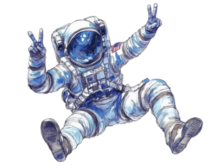 Isolated Joyful Astronaut in Space